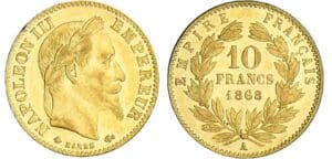 10 francs Napoléon III tête laurée - 1868 A (Paris)