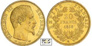 20 francs Napoléon III tête nue - 1858 A (Paris)