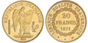 20 francs Génie - 1871 A (Paris)