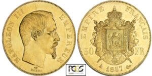 50 francs Napoléon III tête nue - 1857 A (Paris)
