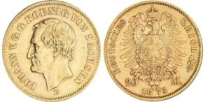 Allemagne - Saxe - Johann - 20 mark 1873 E Allemagne - Saxe - Johann - 20 mark 1873 E