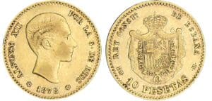 Espagne - Alfonso XII - 10 pesetas 1878 * 78 (Madrid) Espagne - Alfonso XII - 10 pesetas 1878 * 78 (Madrid)