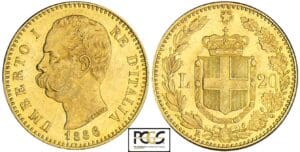 Italie - Umberto I - 20 lire 1886 R (Rome) Italie - Umberto I - 20 lire 1886 R (Rome)