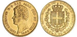 Italie - Sardaigne - Carlo Alberto - 20 lire 1849 (Gênes) Italie - Sardaigne - Carlo Alberto - 20 lire 1849 (Gênes)