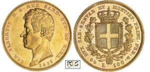 Italie - Sardaigne - Carlo Alberto - 100 lire 1836 (Gênes) Italie - Sardaigne - Carlo Alberto - 100 lire 1836 (Gênes)