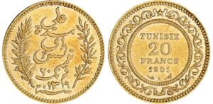 Tunisie - Ali - 20 francs 1901 Tunisie - Ali - 20 francs 1901