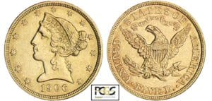 Etats-Unis - 5 dollars Liberty head 1906 (Philadelphie) Etats-Unis - 5 dollars Liberty head 1906 (Philadelphie)