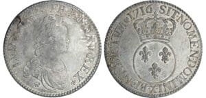 Louis XV - Ecu vertugadin - 1716 X (Amiens) flan réf Louis XV - Ecu vertugadin - 1716 X (Amiens) flan réf