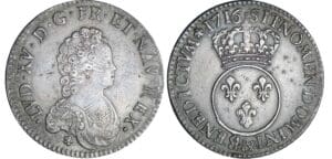 Louis XV - Ecu vertugadin - 1716 & (Aix) flan réf Louis XV - Ecu vertugadin - 1716 & (Aix) flan réf