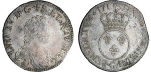 Louis XV - Ecu vertugadin - 1717 G (Poitiers) flan réf Louis XV - Ecu vertugadin - 1717 G (Poitiers) flan réf