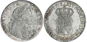 Louis XV - Ecu de France-Navarre - 1718 C (Caen) Louis XV - Ecu de France-Navarre - 1718 C (Caen)