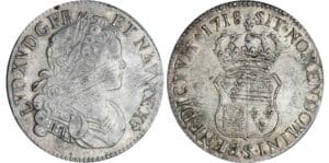 Louis XV - Ecu de France-Navarre - 1718 S (Reims) Louis XV - Ecu de France-Navarre - 1718 S (Reims)