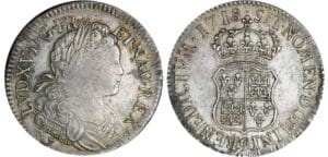 Louis XV - Ecu de France-Navarre - 1718 9 (Rennes) Louis XV - Ecu de France-Navarre - 1718 9 (Rennes)