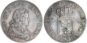 Louis XV - Ecu de France - 1724 W (Lille) flan neuf Louis XV - Ecu de France - 1724 W (Lille) flan neuf