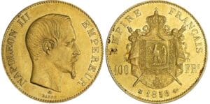 100 francs Napoléon III tête nue - 1858 BB (Strasbourg)