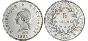 5 centimes type Dupré - 1881 essai
