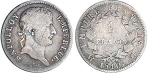 1 franc Napoléon revers empire - 1810 MA (Marseille)
