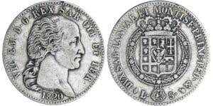 Italie - Vittorio Emanuele I - 5 lire 1820 (Turin) Italie - Vittorio Emanuele I - 5 lire 1820 (Turin)