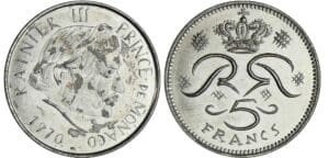 Monaco - Rainier III - 5 francs 1970 - Prototype Monaco - Rainier III - 5 francs 1970 - Prototype