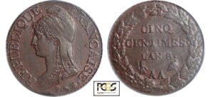 5 centimes Dupré - grand module - An 8 AA (Metz)