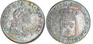 Louis XV - 1/3 écu de France - 1721 W (Lille) flan réf Louis XV - 1/3 écu de France - 1721 W (Lille) flan réf