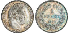 1 franc Louis-Philippe Ier tête laurée - 1846 B (Rouen) 1 franc Louis-Philippe Ier tête laurée - 1846 B (Rouen)