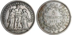 5 francs Hercule Camélinat - 1871 A (Paris)