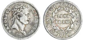 1/2 franc Napoléon revers empire - 1811 K (Bordeaux)