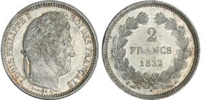 2 francs Louis-Philippe Ier - 1832 A (Paris) 2 francs Louis-Philippe Ier - 1832 A (Paris)