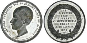Belgique - Léopold Ferdinand duc de Brabant - Médaille - 1869 Belgique - Léopold Ferdinand duc de Brabant - Médaille - 1869