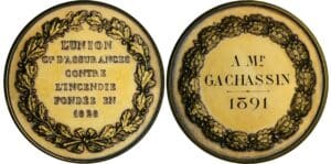 Médaille - Union des assurances contre les incendies - 1891 Médaille - Union des assurances contre les incendies - 1891