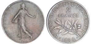 2 francs Semeuse - 1898 flan mat 2 francs Semeuse - 1898 flan mat