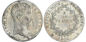 5 francs Napoléon empereur - 1806 A (Paris) 5 francs Napoléon empereur - 1806 A (Paris)