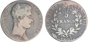 5 francs Napoléon empereur - 1807 I (Limoges) 5 francs Napoléon empereur - 1807 I (Limoges)
