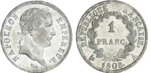 1 franc Napoléon revers république - 1808 A (Paris) 1 franc Napoléon revers république - 1808 A (Paris)