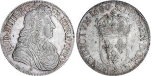 Louis XIV - Ecu à la cravate - 2ème émission - 1680 & (Aix) D de D.G inversé Louis XIV - Ecu à la cravate - 2ème émission - 1680 & (Aix) D de D.G inversé