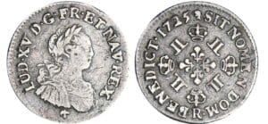 Louis XV - 1/16 écu aux huit L - 1725 R (Orléans)