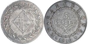 Espagne - Joseph Napoléon - Occupation de Barcelone - 5 pesetas - 1810 (Barcelone)