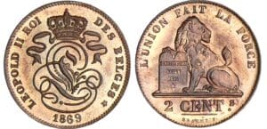 Belgique - Léopold II - 2 centimes 1869 - Essai légende française