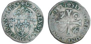 Charles IX (1560-1574) - Douzain - 3ème type - 1574 G (Poitiers)