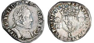 Charles IX (au nom d'Henri II) - Demi-teston - 2ème type - 1561 L (Bayonne) Charles IX (au nom d'Henri II) - Demi-teston - 2ème type - 1561 L (Bayonne)