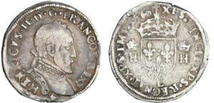 François II (au nom d'Henri II) - Demi-teston - 2ème type - 1560 L (Bayonne) François II (au nom d'Henri II) - Demi-teston - 2ème type - 1560 L (Bayonne)
