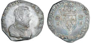 François II (au nom d'Henri II) - Teston à la tête nue - 1er type - 1560 T (Nantes)