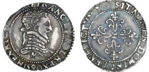 Charles X (au nom d'Henri III) monnayage de la ligue - Demi-franc au col plat - 1590 M (Toulouse) Charles X (au nom d'Henri III) monnayage de la ligue - Demi-franc au col plat - 1590 M (Toulouse)