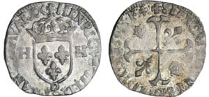 Henri IV (1589-1610) - Douzain - 2ème type - 1595 D (Lyon) Henri IV (1589-1610) - Douzain - 2ème type - 1595 D (Lyon)