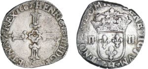 Henri IV (1589-1610) - Quart d'écu à la croix feuillue - 1603 H (La Rochelle)