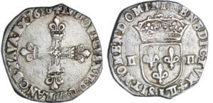 Louis XIII (1610-1643) - ¼ d'écu à la croix fleurdelisée, avers côté croix - 1616 L (Bayonne)