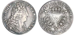 Louis XIV (1643-1715) - ¼ écu aux 3 couronnes - 1710 A (Paris) Louis XIV (1643-1715) - ¼ écu aux 3 couronnes - 1710 A (Paris)