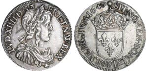 Louis XIV (1643-1715) - ½ écu à la mèche longue - 1647 N (Montpellier)