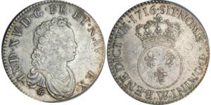 Louis XV (1715-1774) - ½ écu vertugadin - 1716 A (Paris) flan réf Louis XV (1715-1774) - ½ écu vertugadin - 1716 A (Paris) flan réf